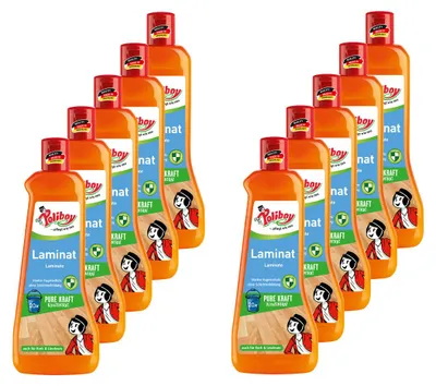 Produktbild von Poliboy Laminat Pflege Konzentrat 10er Set - 5L, Inhalt jeweils 500ml - reinigt kraftvoll und streifenfrei, mit Nässeschutzformel