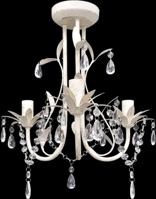 Image de VIDAXL -Kristallkronleuchter mit weißem elegantem Design (3 Lamps)