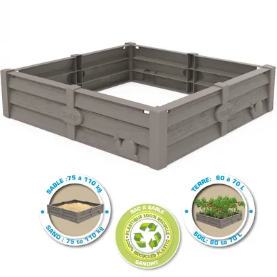 Produktbild von Smoby 7600850208, 760 mm, Quadratisch, 760 mm, Kunststoff, Grau, Sandkasten
