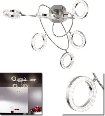 Image de Plafonnier LED Spot 27W plafonnier moderne lampe de salon nickel mat