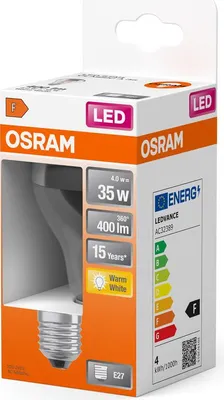 Zdjęcie produktu dla LEDVANCE 4058075435322, 4 W, 35 W, E27, 400 lm, 15000 h, Ciepłe białe