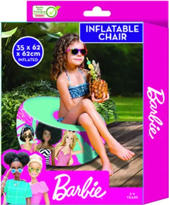 Image de Chaise gonflable Barbie 35X62 Cm Rose/Bleu
