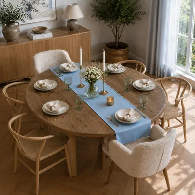 Immagine prodotto di Runner da tavolo 40 x 150 cm per la cucina e la sala da pranzo in blu-grigio