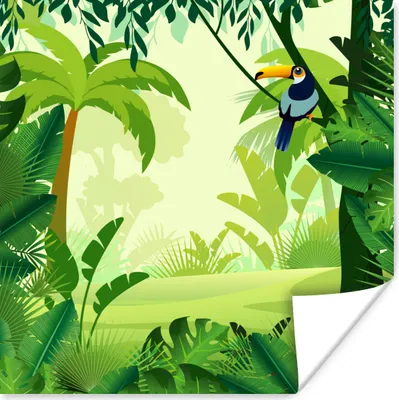Produktbild von MuchoWow® Poster Dschungel - Tukan - Vogel - Jungen - Mädchen - Kind 75x75 cm - Wand Dekoration
