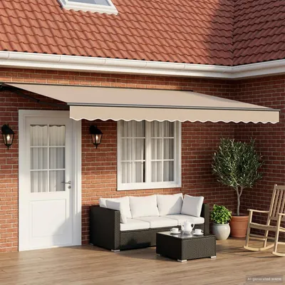 Image de vidaXL Store à enroulement manuel beige 4 × 3,5 m