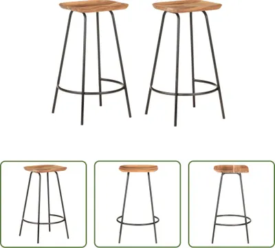 Produktbild von The Living Store Barhocker 2 Stk. Massivholz Akazie