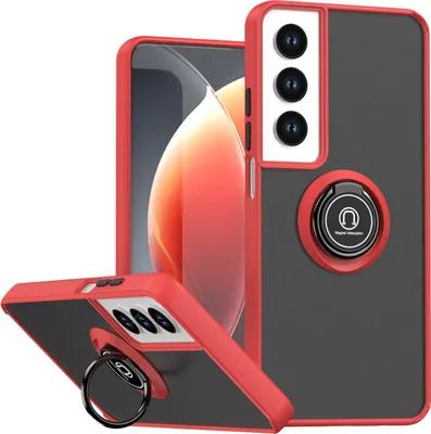 Produktbild von Hülle für Realme C65 4G Matte Transluzent TPU Stoßfest Schutzhülle mit Ring Halter Ständer Rot