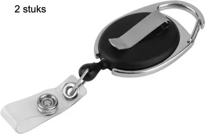 Produktbild von CHPN - Schlüsselanhänger - Ausziehbarer Schlüsselanhänger - CordKeychain - Schlüsselanhänger - Schlüsselband - Kartenhalter - Mit Kartenschlaufe - Schwarz - Und Hosenclip - 2 Stück