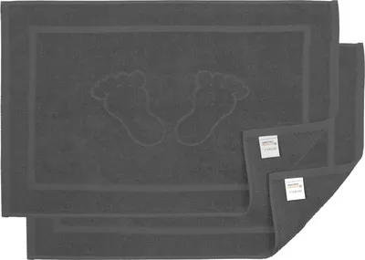 Produktbild von Bananalu 2 Stück Badvorleger Badematte Qualität 100% Baumwolle, Anthrazit (4015), 50x70cm, 700g/m2
