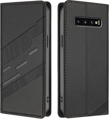 Image de Étui pour Samsung Galaxy S10, étui portefeuille en cuirPolyuréthaneavec fente pour carte et fonction stand Schwarz