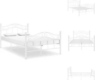 Produktbild von vidaXL Bett Weiß Metall 120x200 cm -  Betten & Bettgestelle