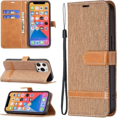 Produktbild von König Design Hülle kompatibel mit Apple iPhone 13 Pro Max Kunstleder Handyhülle - Handy Case Braun