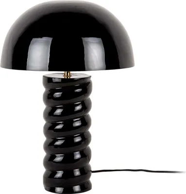 Zdjęcie produktu dla Motyw przewodni – lampa stołowa Gracio – błyszcząca czerń – Ø30 cm Lampa stołowa – lampa nocna, salon, sypialnia