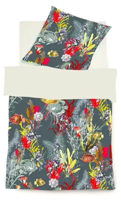 Produktbild von JACK by Fleuresse Mako Satin Wendebettwäsche 2tlg. 135x200cm Fische Korallen, Farbe:Silber