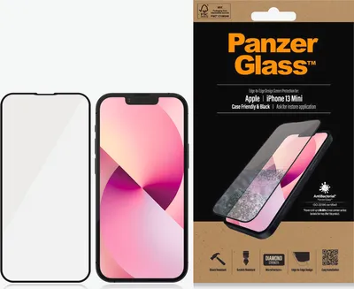 Obrázek produktu pro Panzerglass E2E Microfracture AntiBacterial Glass pro Iphone 13 Mini - s černým rámečkem