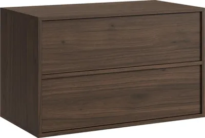 Produktbild von Badplaats Waschbeckenunterschrank Mali 80 x 46 cm Walnuss Braun - Hängender Badezimmerschrank mit 2 Schubladen und Montagematerial