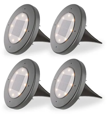 Image de HOFTRONIC - Spots solaires encastrables au sol 8 LEDs 3000K IP65 Noir