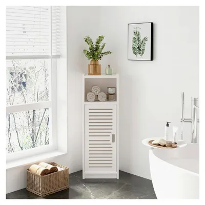 Produktbild von Badezimmerschrank, Toilettenschrank, schmaler Badschrank, Beistellschrank, Aufbewahrungsschrank 80x25x22cm, in Weiß