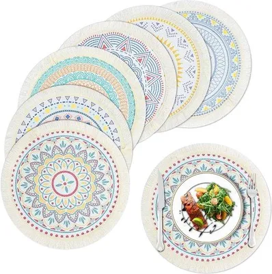 Obrázok produktu pre Tkané podložky pod tanier v štýle boho, sada 6 ks, mandala
