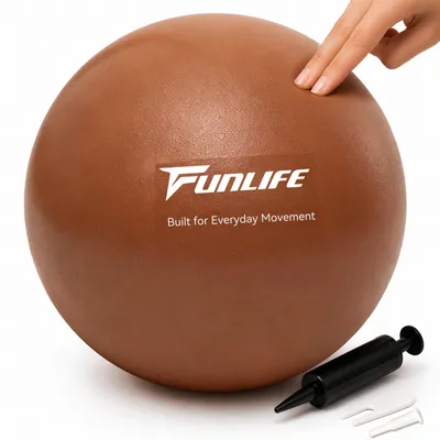 Produktbild von FunLife Pilates Ball 25 cm mit Pumpe, kleiner Gymnastikball für Pilates, Yoga, Core- und Balance-Training, griffiger Softball für Zuhause und Fitness