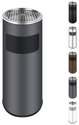 Produktbild von WELLGRO 2 in 1 Standaschenbecher Edelstahl für draußen – Wetterfester Standascher mit Mülleimer & Abfalleimer, großer Aschenbecher für Außenbereich, Terrasse, Eingang & Gewerbe