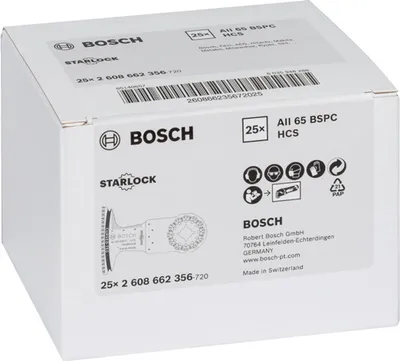 A white cardboard box containing Bosch power tool accessories.