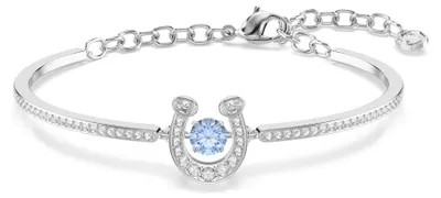Produktbild von Swarovski Symbolica Armreif, Rundschliff, Pavé, Hufeisen, Blau, Rhodiniert