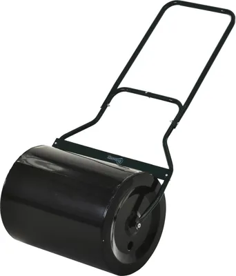 Obrázek produktu pro Válec na trávník – zahradní válec – objem 60 l, lze naplnit pískem/vodou, Ø 50 cm, kov, 57×40×123 cm – zelený/černý