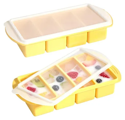 Silikon-Gefrierform 2er-Set, 4 Fächer, 250 ml, BPA-frei, gelb