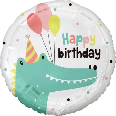 Immagine prodotto di Palloncino in foil Happy Birthday Coccodrillo, 45 cm