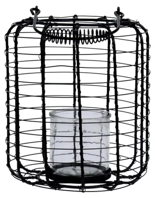 Produktbild von Metalllaterne mit Glaswindlicht, Ø 18,5 cm, schwarz