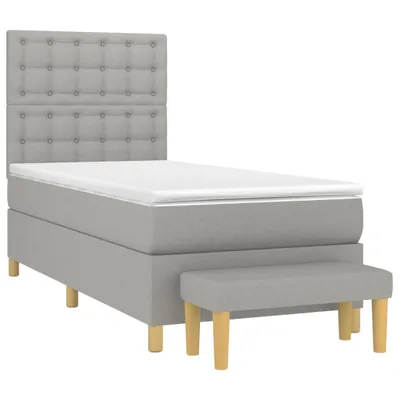 Produktbild von vidaXL Boxspringbett mit Matratze Hellgrau 90x200 cm Stoff
