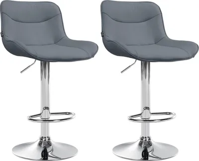 Produktbild von 2er Set Barhocker Vonore Kunstleder chrom grau