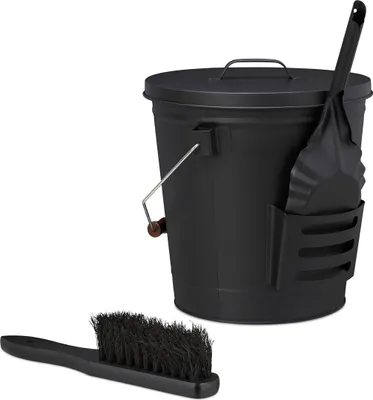 Produktbild von relaxdays Ascheeimer mit Deckel & Kehrset