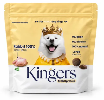 Zdjęcie produktu dla KINGERS Królik 2 kg karma sucha monobiałkowa dla średnich i dużych psów, Obraz wygenerowany przez AI
