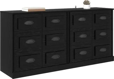 Image de vidaXL Sideboards 2 pcs noir imitation chêne 70 x 35,5 x 67,5 cm
