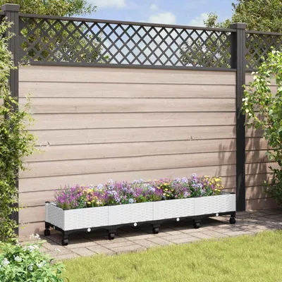Immagine prodotto di Maison Exclusive - Vaso da giardino con ruote, bianco, 160 x 40 x 33 cm, in PP