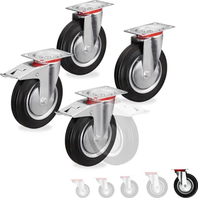 Image de relaxdays Roulettes pour charges lourdes noir