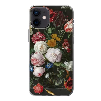 Produktbild von MuchoWow® Handyhülle Schutzhülle Hülle für iPhone 12 Stilleben mit Blumen in einer Glasvase - Gemälde von Jan Davidsz. de Heem Silikon Softcase Handy Hülle - Schutzhülle