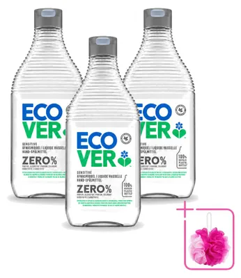 Produktbild von 3 x Ecover Spülmittel ZERO - Parfumfrei - 450 ml - Sparpackung - 3 Stücke