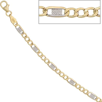 Produktbild von JOBO Steg-Panzerarmband 333 Gold Gelbgold teilrhodiniert 19 cm Armband Karabiner