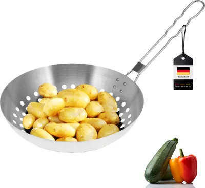 Immagine prodotto di padella per grigliare bremermann rotonda, agganciabile, acciaio inox, circa Ø 28 x 6,5 x 52 cm