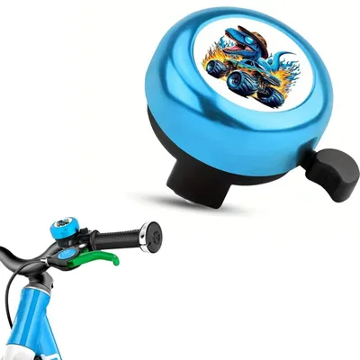 Produktbild von Fahrradklingel für Kinder mit Dinosaurier-Motiv – Blaue Klingel für Fahrrad, Roller und Dreirad