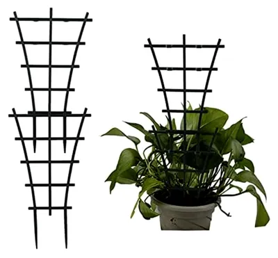 Produktbild von Pflanzkübel mit Rankgitter, 2 Stück Garten Pflanzenstütze für Mini-Kletterpflanzen