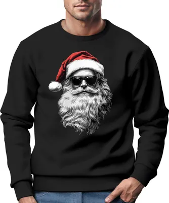 Produktbild von Sweatshirt Herren Weihnachtspullover Aufdruck Cooler Santa Weihnachtsmann Weihnachtsoutfit Männer Moonworks®