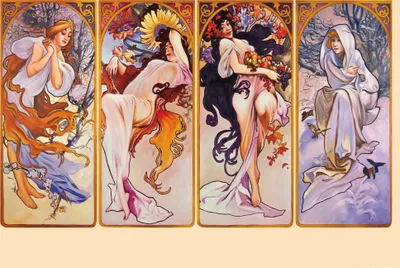 Obrázek produktu pro Alfons Mucha umělecký obraz - Čtvero ročních období, 1896 (60 x 80 cm)