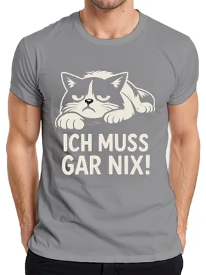 Immagine prodotto di NON DEVO FARE NIENTE! Maglietta da uomo Sarcastic Humorous Cat Lover, Grigio, S