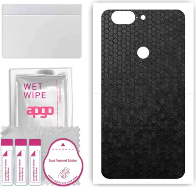 Produktbild von apgo Rückseite Schutzfolie, Skin, kompatibel mit OnePlus 5T, Hinten Displayschutzfolie aus Vinylfolie, kratzfest, einfache Montage - Schwarze Honigwabe