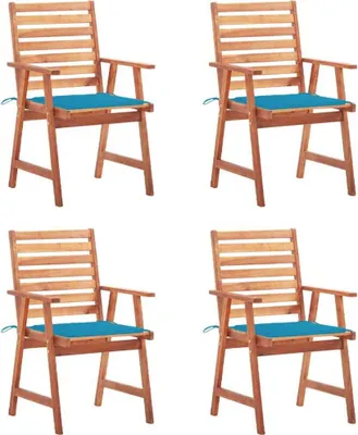 Produktbild von Garten-Essstühle 4 Stk. mit Kissen Massivholz Akazie