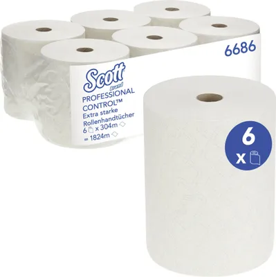 Produktbild von Scott Handtuchrolle Extra Strong 6686 304m weiß 6 St./Pack.